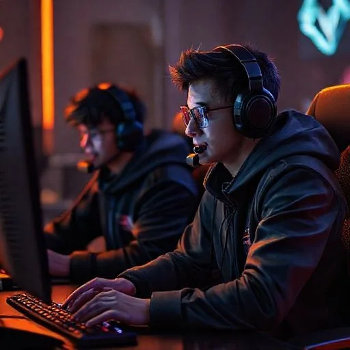 A stylized digital workbench environment, abstractly showcasing game development tools and UI elements. Overlayed are glowing wireframe models of futuristic vehicles or intricate architectural components.